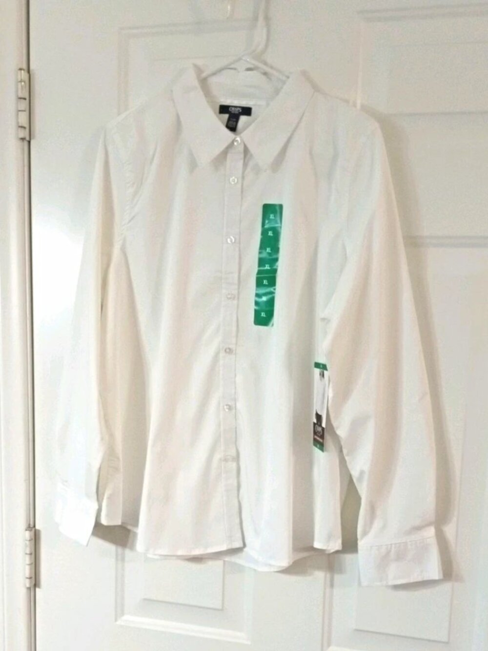 Chaps Women's Button-Up Long Sleeve Blouse Dree Shirt White Size XL NWT